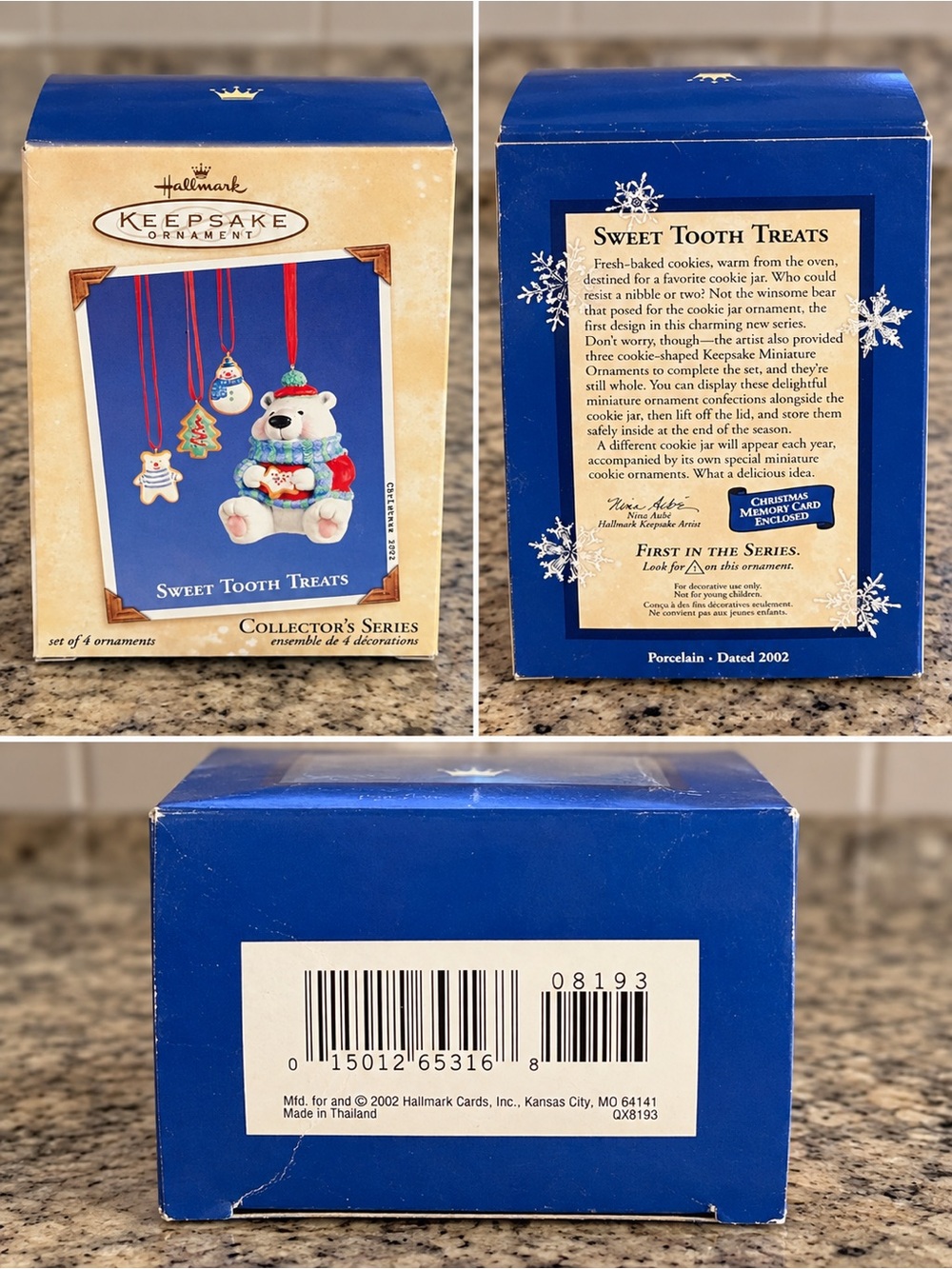 Hallmark Keepsake Sweet Tooth Treats 2002 #1 Complete 4 Pc Ornament Set